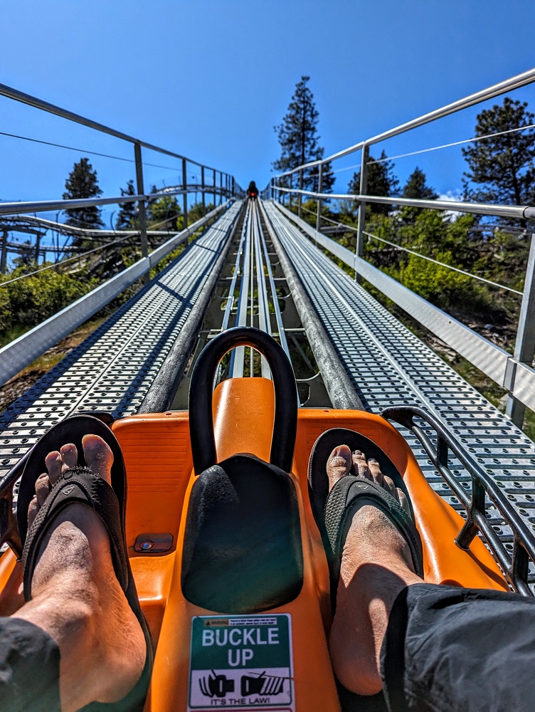 Heading up on the Alpine Coaster at Leavenworth Adventure Park