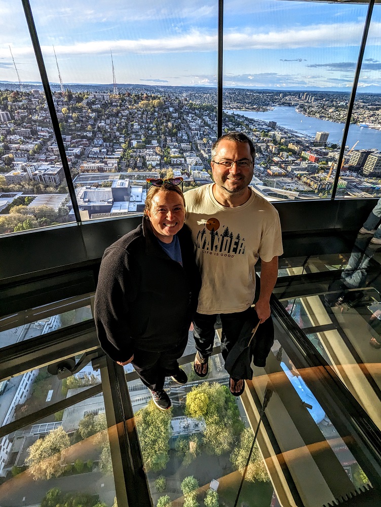 The two of us on the Space Needle's glass floor