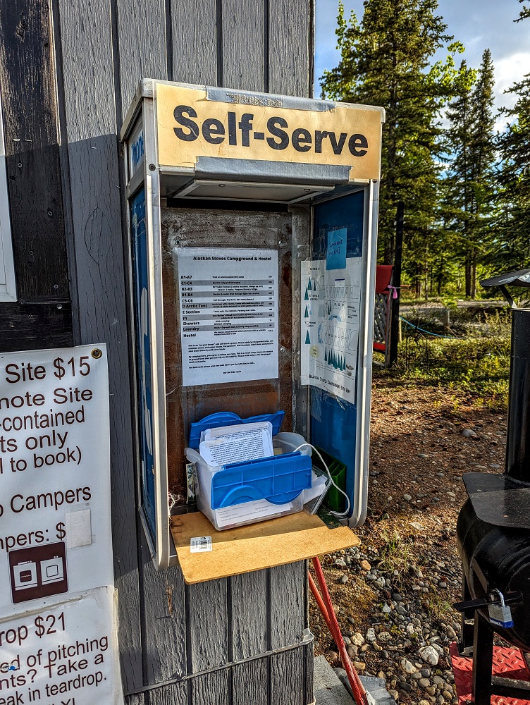 Alaskan Stoves Campground in Tok, AK - Self-serve forms to pay