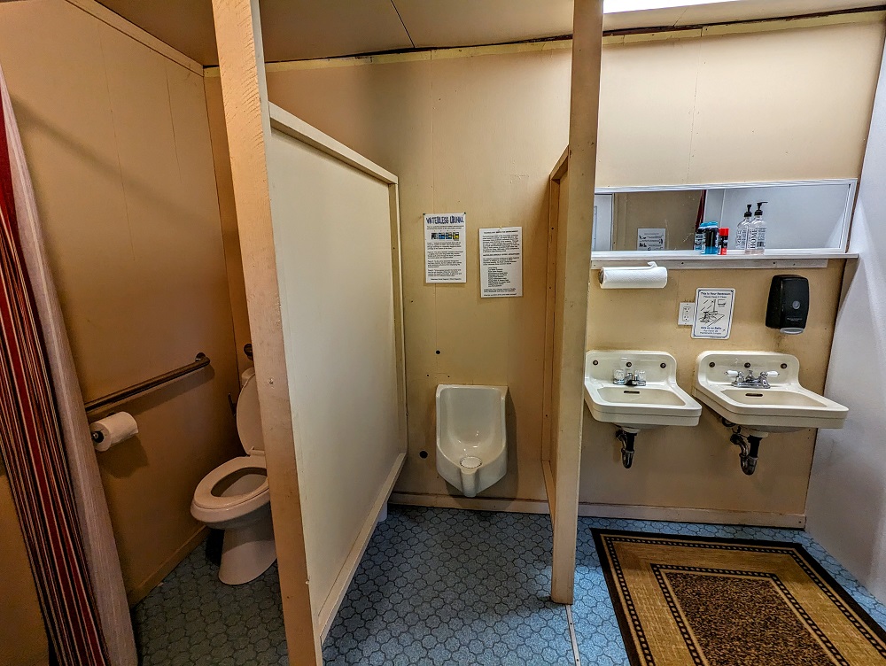 Alaskan Stoves Campground in Tok, AK - Toilets in the men's bathroom