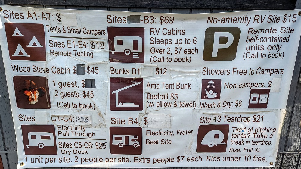 Alaskan Stoves Campground pricing
