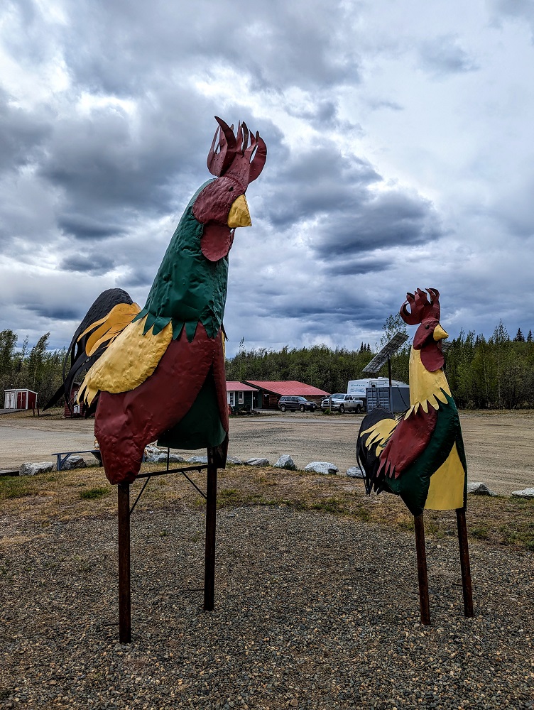 Chicken sculptures in Chicken, Alaska