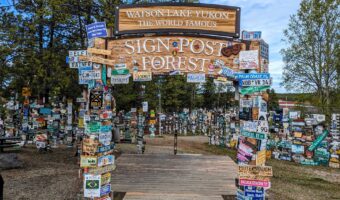 Entrance of the Sign Post Forest in Watson Lake, Yukon, Canada