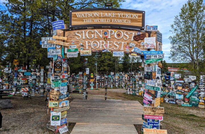 Entrance of the Sign Post Forest in Watson Lake, Yukon, Canada