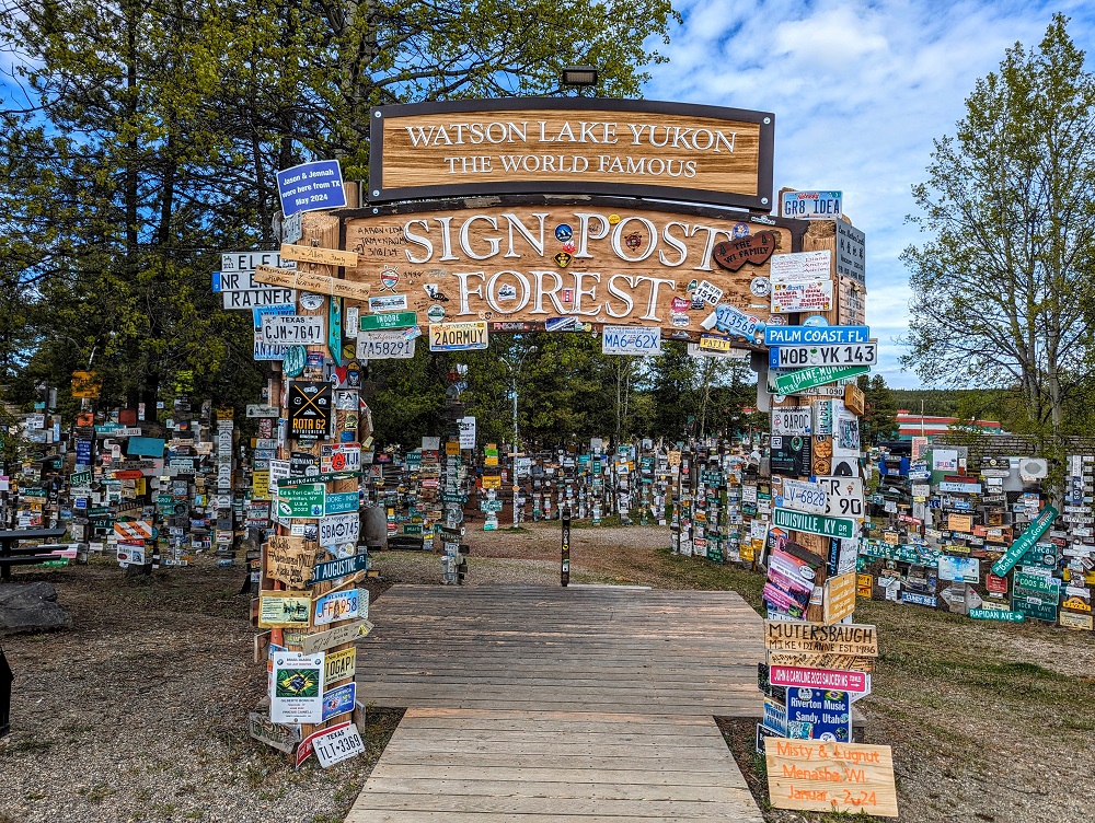 Entrance of the Sign Post Forest in Watson Lake, Yukon, Canada