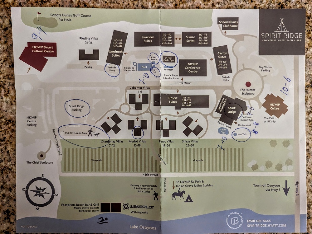 Map of Spirit Ridge Resort in Osoyoos, Canada