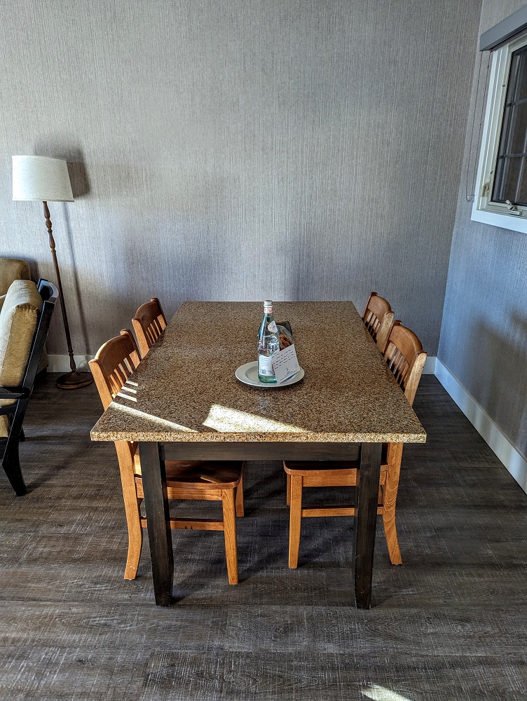 Spirit Ridge Resort in Osoyoos, Canada - Dining table with welcome gift