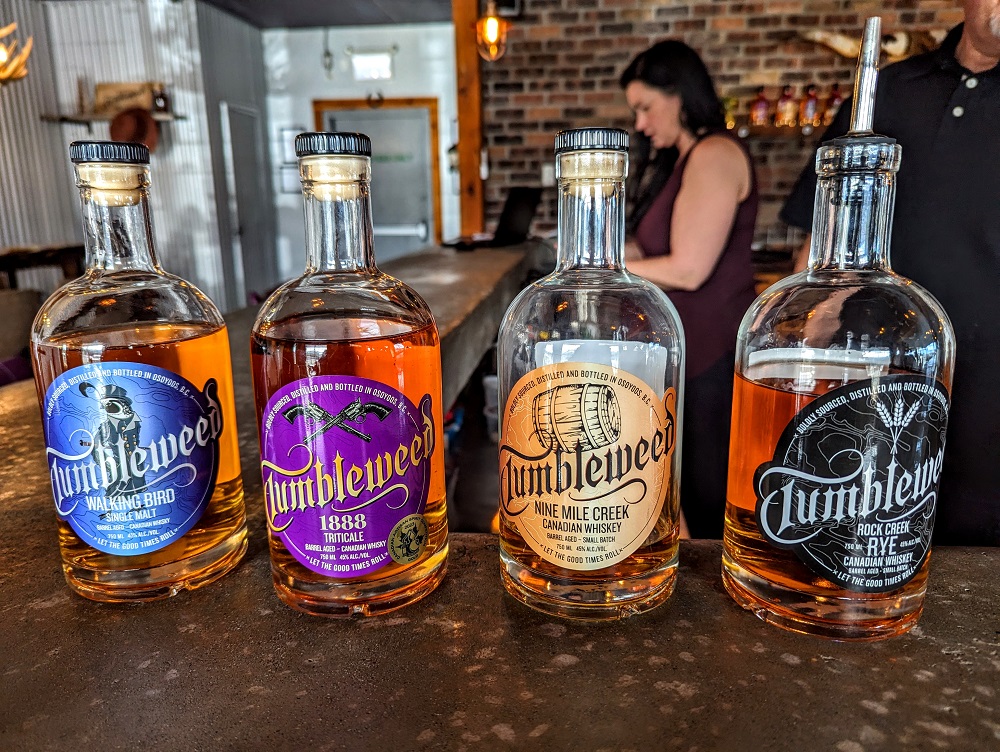 Whiskey tasting at Tumbleweed Spirits in Osoyoos, Canada