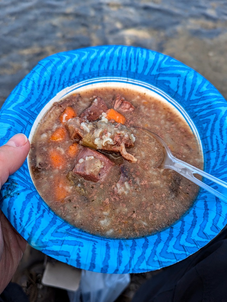 Caribou soup at Nalukataq (whaling festival) in Utqiagvik, AK