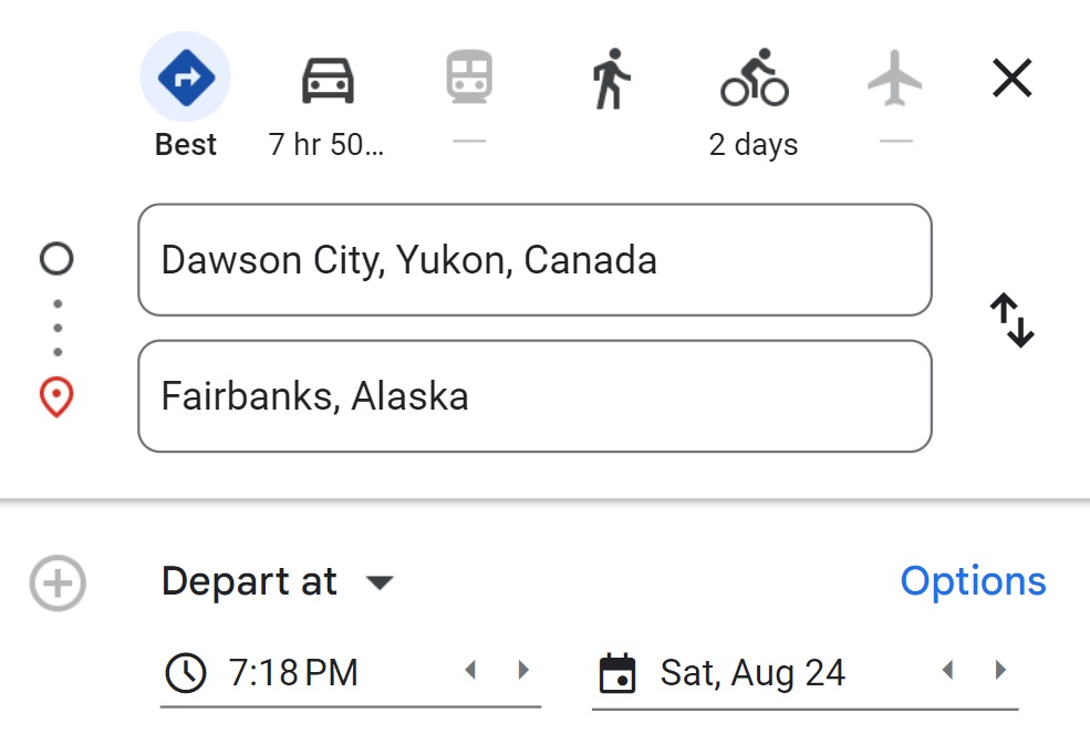 Changing scheduled travel dates in Google Maps