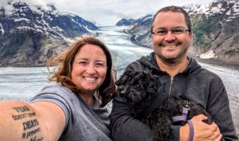 Family selfie at Salmon Glacier Scenic Viewpoint