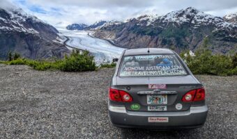 Our car at Salmon Glacier in Canada