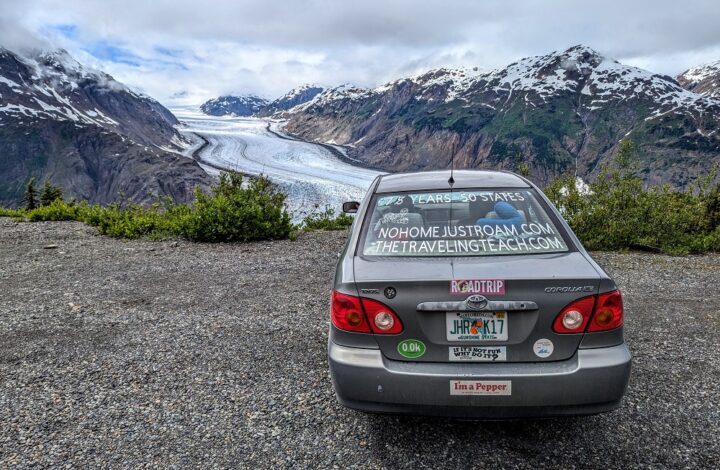 Our car at Salmon Glacier in Canada