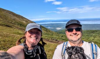 The three of us hiking in Alaska