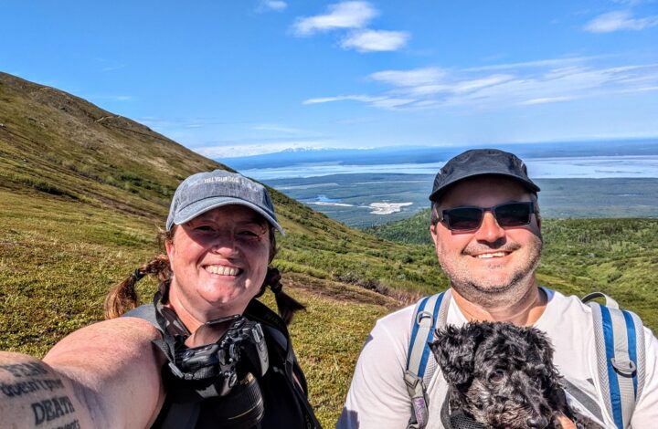 The three of us hiking in Alaska