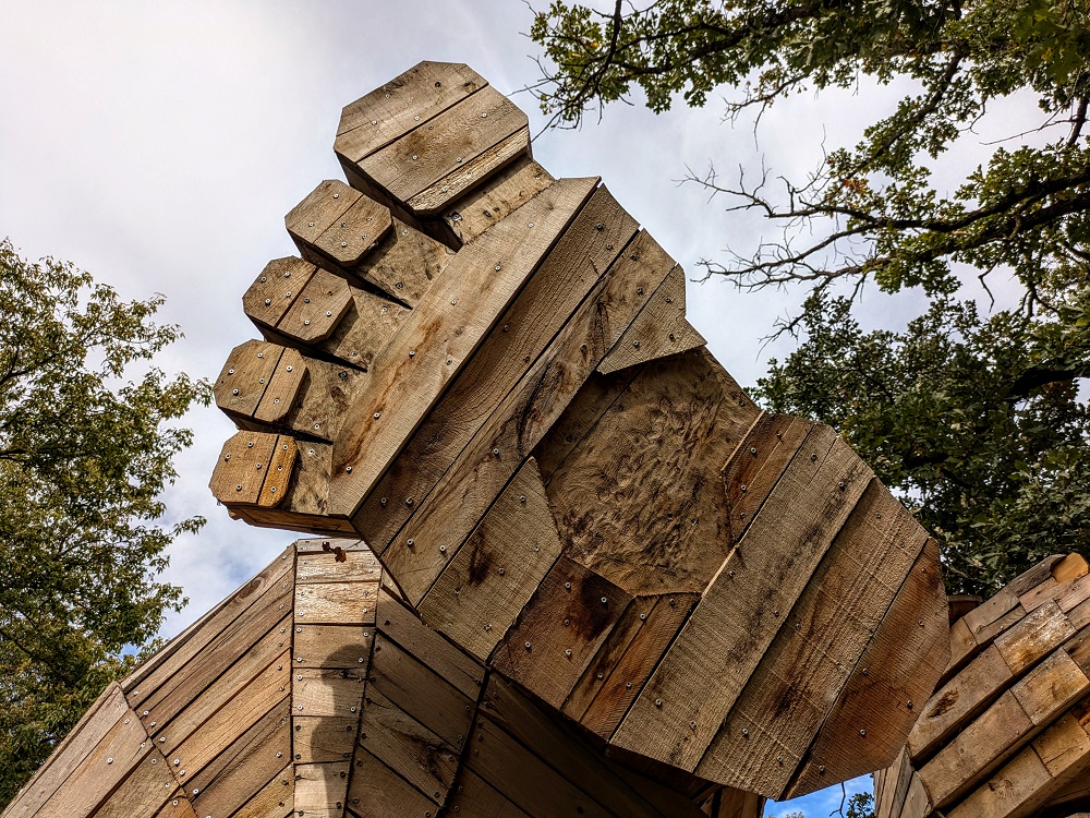 Thomas Dambo Detroit Lakes trolls - Jacob Everear's foot