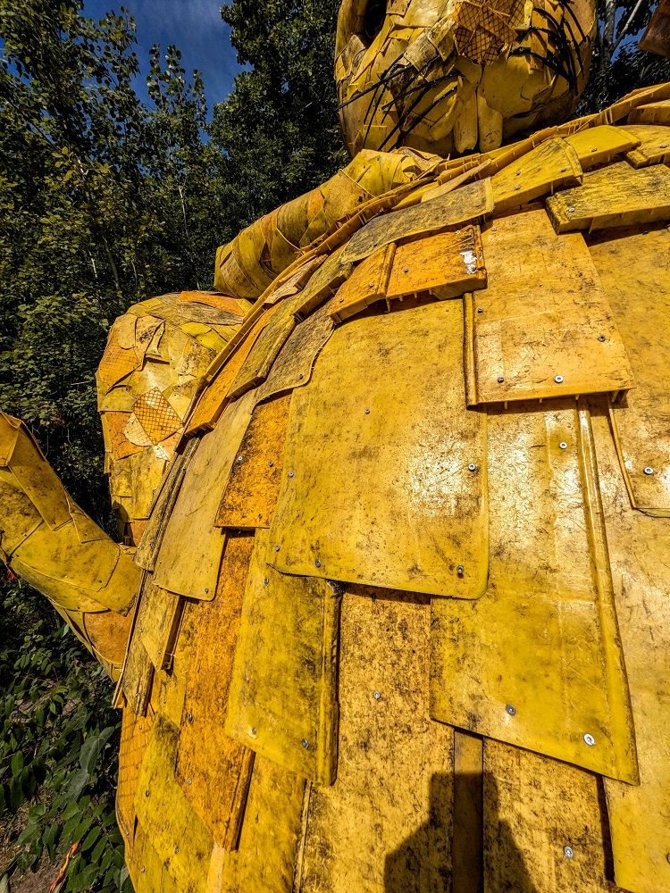 Thomas Dambo Detroit Lakes trolls - The Golden Rabbit's fur