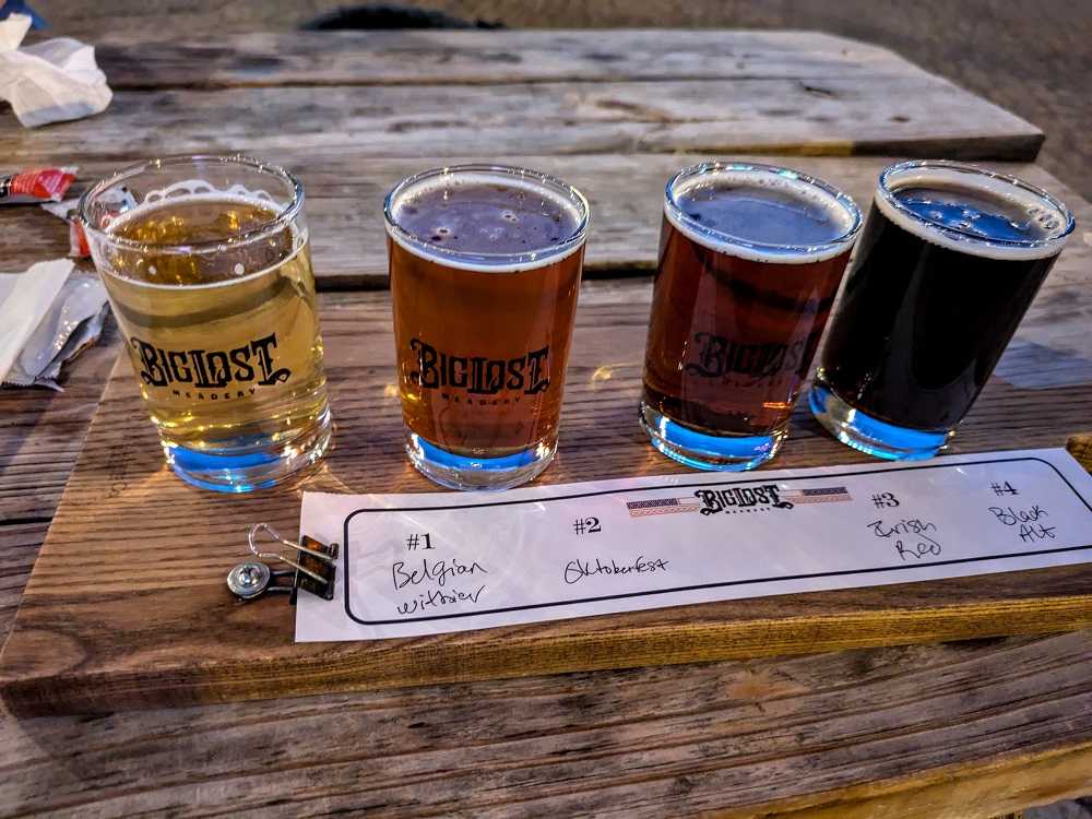 Beer flight at Big Lost Meadery in Gillette, WY - No Home Just Roam