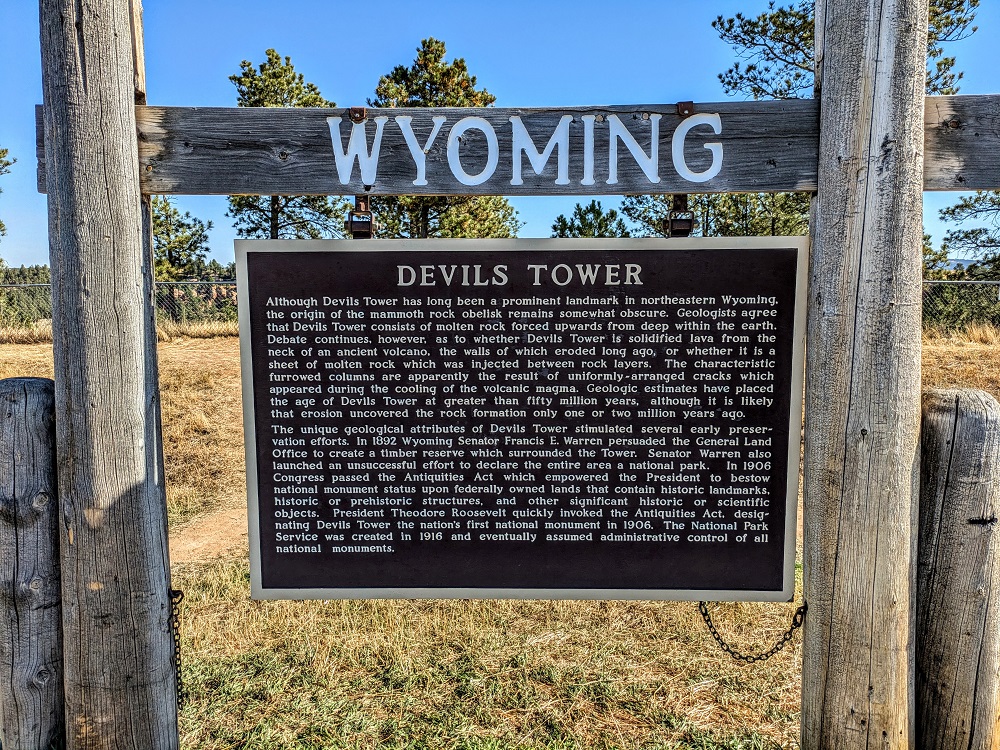 Devils Tower Information Marker