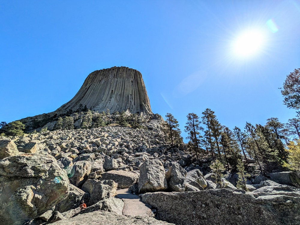 Looking up at Devils Tower