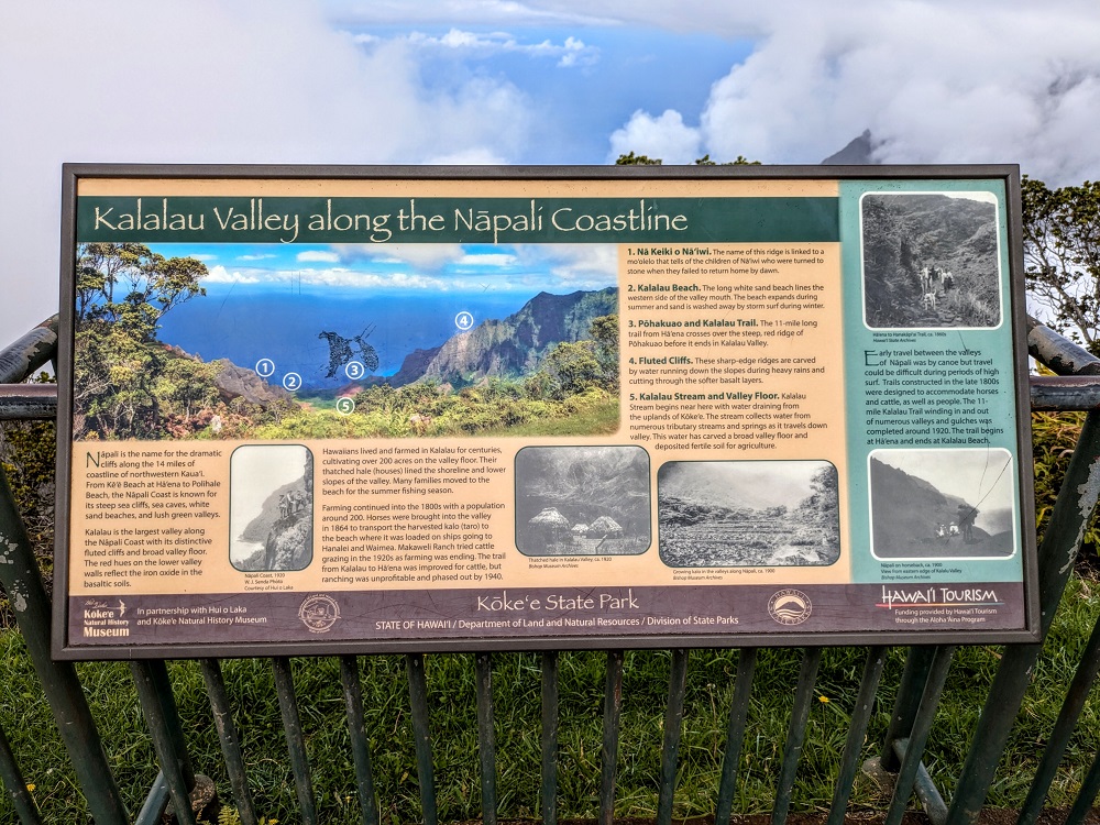 Information board at Koke'e State Park