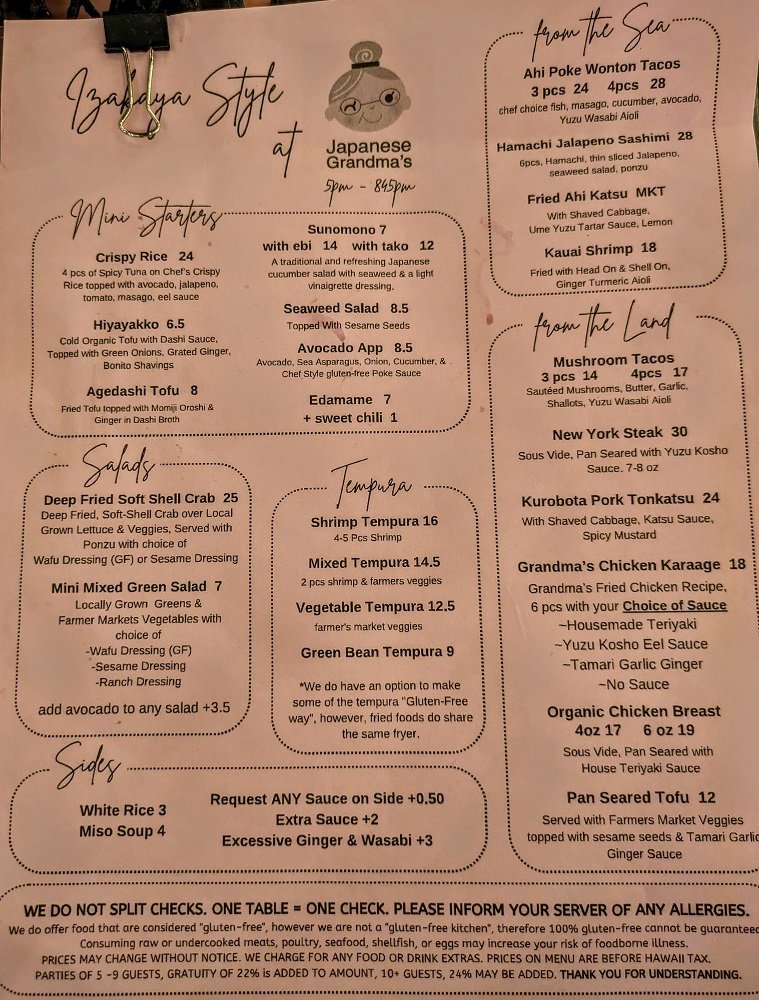 Japanese Grandma's Cafe menu 3