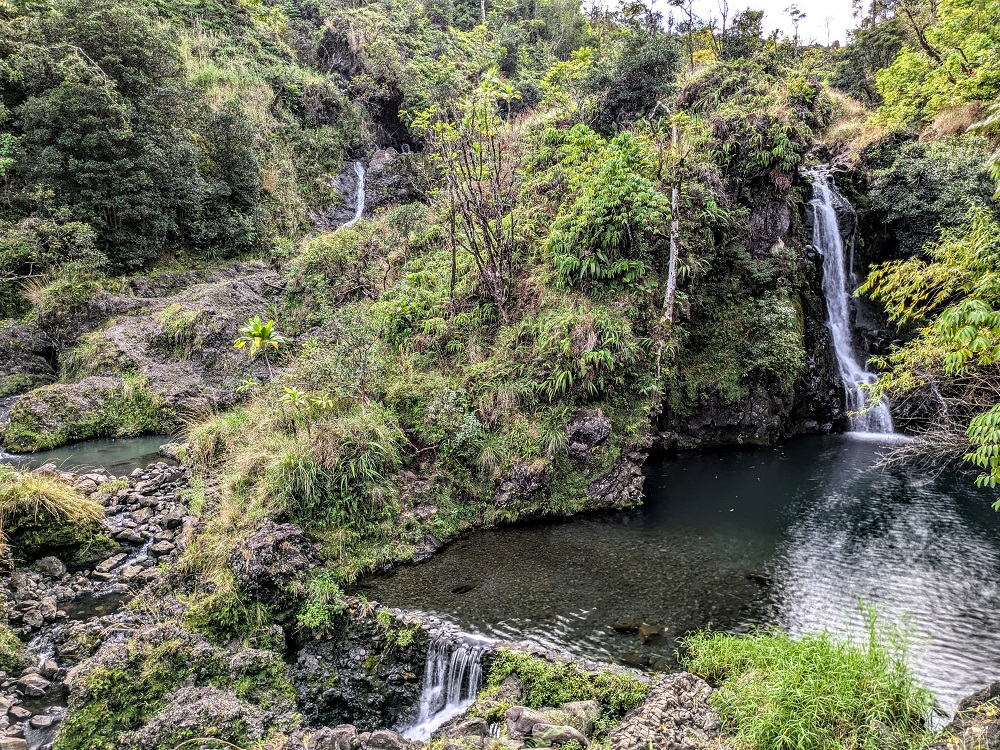 Wider view of Hanawi Falls