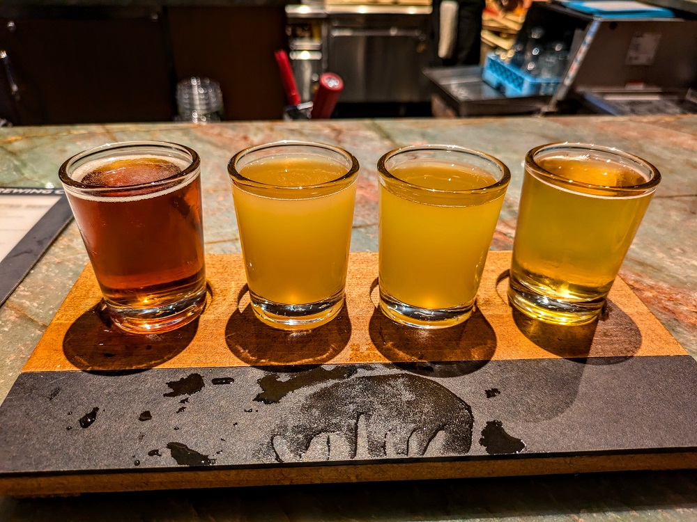 Beer flight at Maui Brewing Co