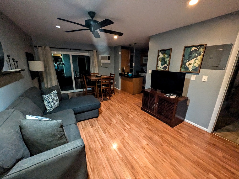 Living room of our Vacasa property in Kailua-Kona, HI