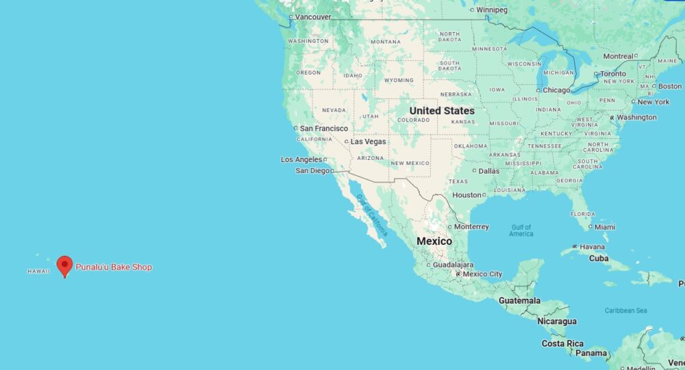 Location of Punaluu Bake Shop relative to the rest of the country