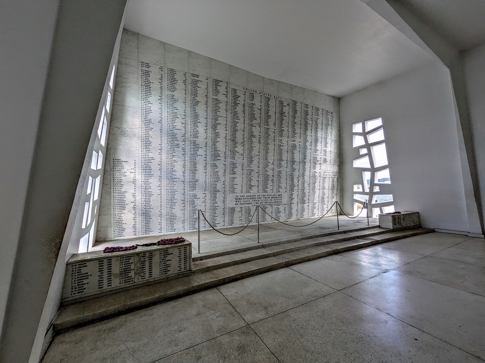 Wall with the names of those lost on the USS Arizona