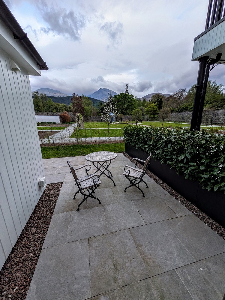 Inverlochy Castle Hotel - Patio area with table & chairs