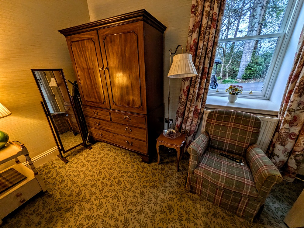 Inverlochy Castle Hotel - Small Walled Garden Room wardrobe & armchair