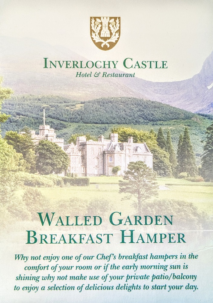 Inverlochy Castle Hotel - Walled Garden breakfast hamper information