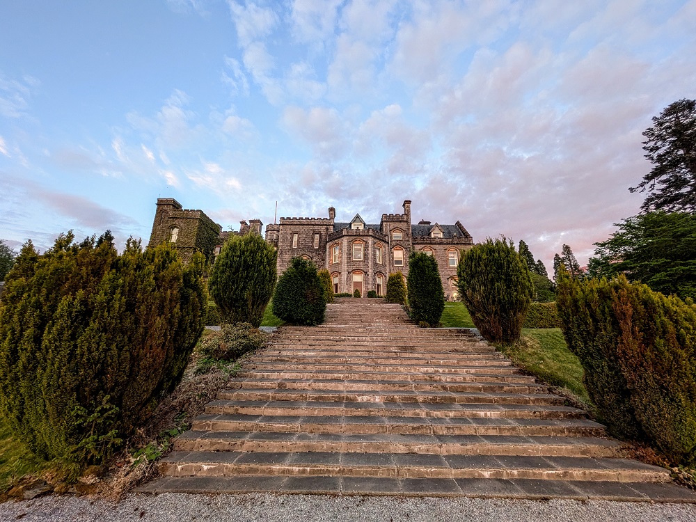 Looking up at Inverlochy Castle Hotel