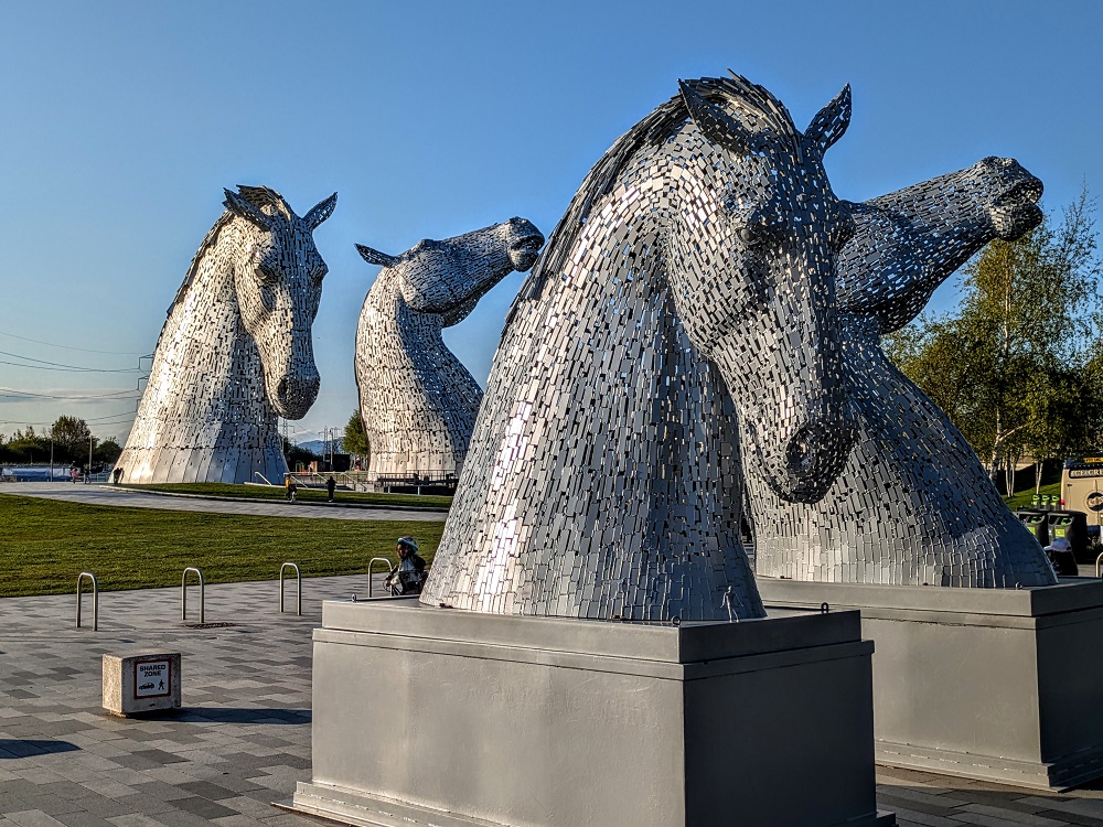 Scale model sculptures of The Kelpies
