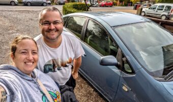 Shae and me with our new car
