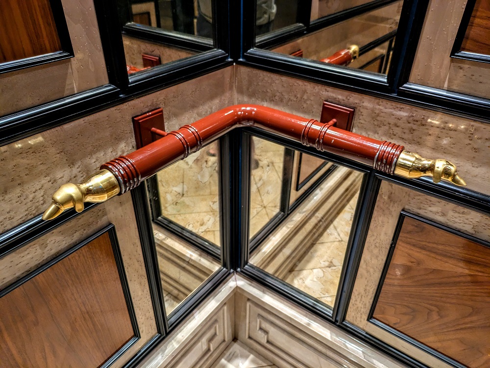 Sniffer dog adornment in the Great Scotland Yard Hotel elevator
