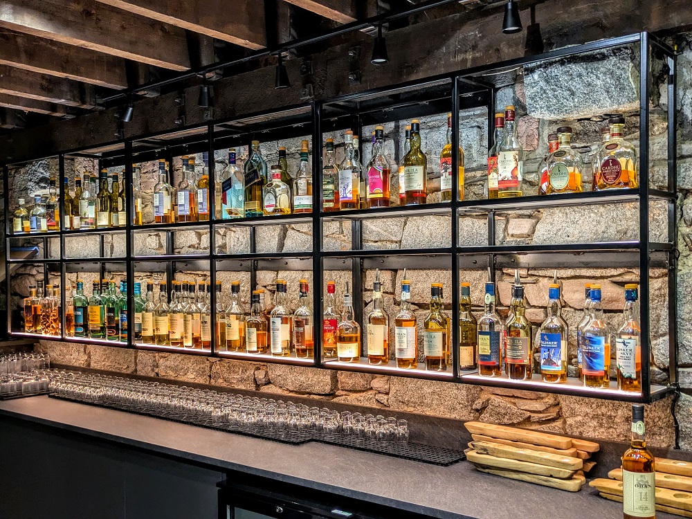 Whisky options at the Oban Distillery bar