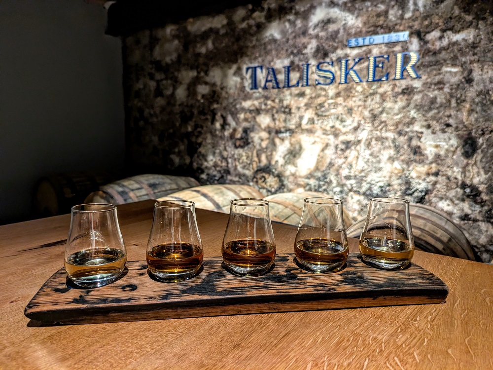 All five whiskies that were part of the Talisker Cask Draw & Tasting Experience