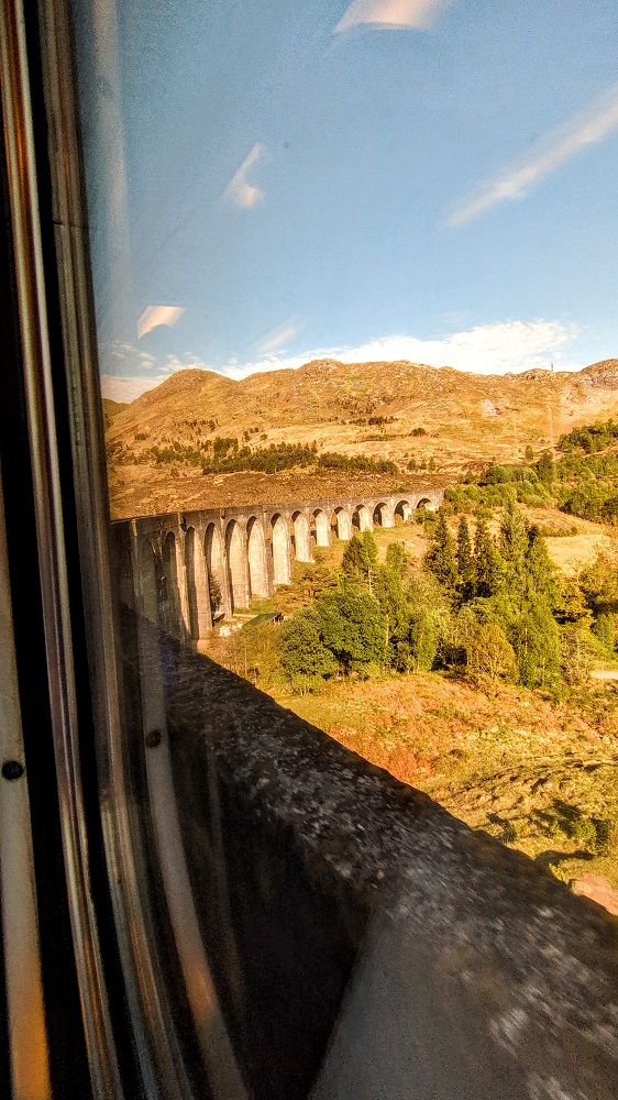 Crossing over the Glenfinnan Viaduct on the Jacobite steam train