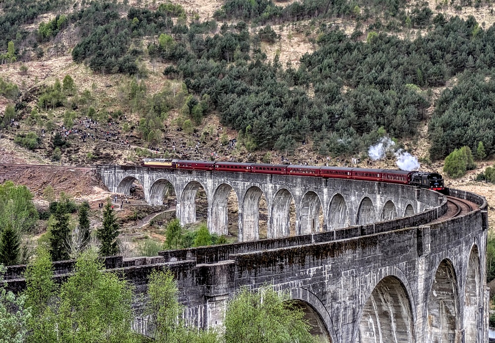Jacobite steam train on Glenfinnan Viaduct