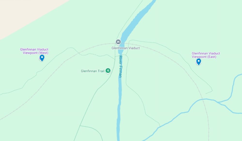 Locations of the Glenfinnan Viaduct viewpoints