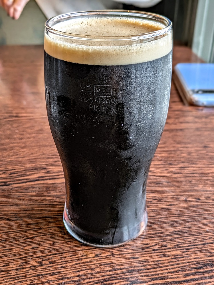 Pint of Eighty Shilling brown ale by The Hanging Tree brewery