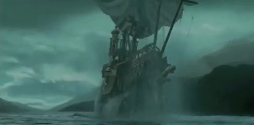 Screenshot of the Durmstrang ship on the Great Lake