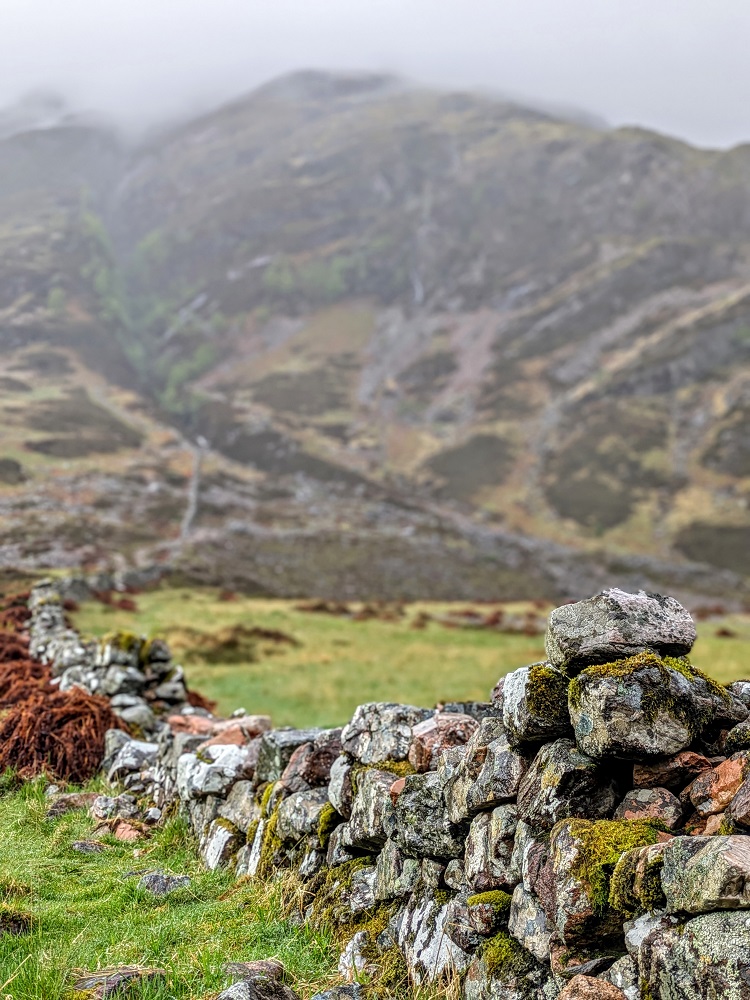 Stone wall near Clachaig Inn in Glen Coe