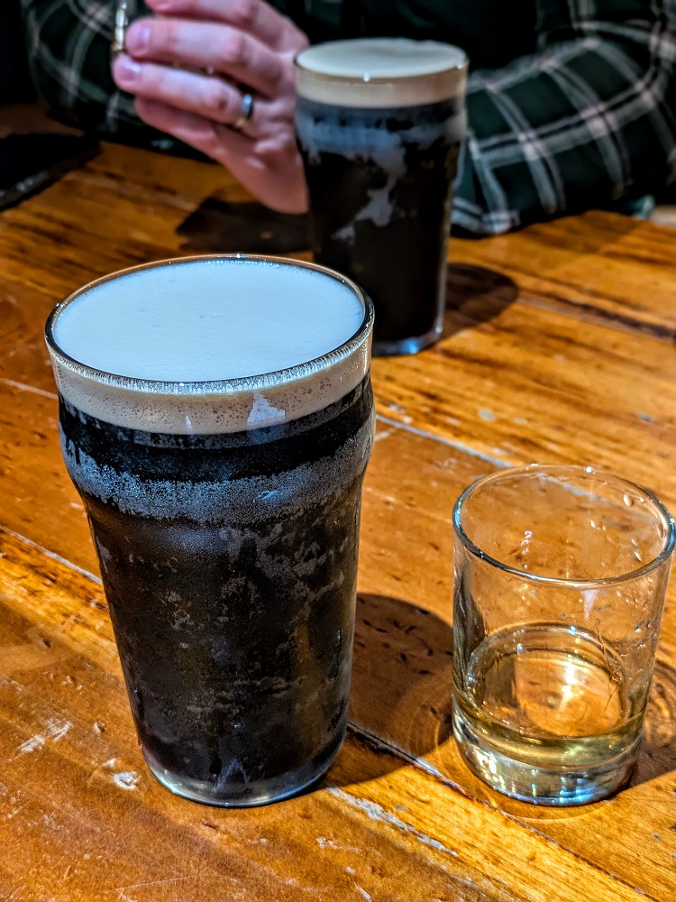 Stout and a shot of Victoriana from Glen Scotia Distillery