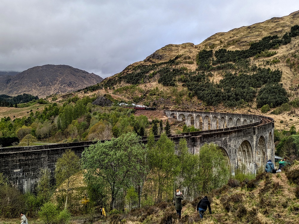 The Jacobite steam train chugging along