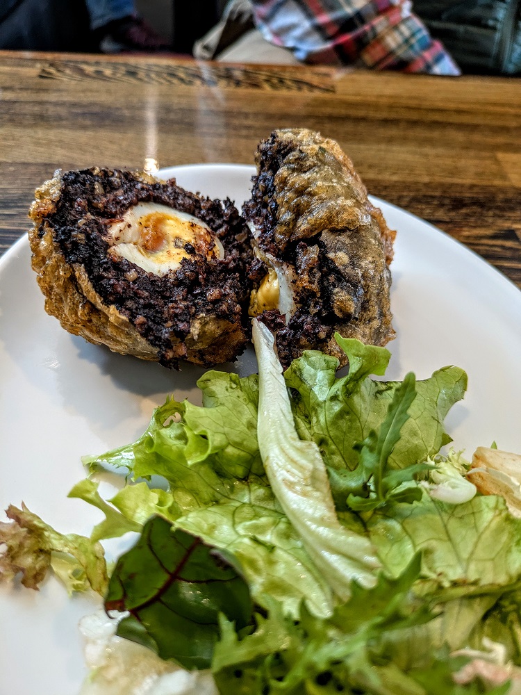Black pudding Scotch egg at Bakur Bar in Uig