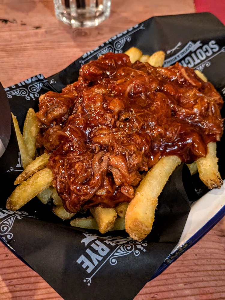 Dirty fries with BBQ pulled pork at Scotch & Rye in Inverness